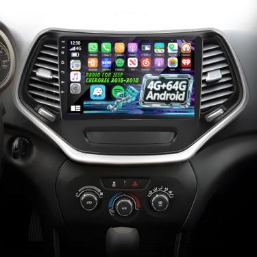 Imagem de Volxcereo Rádio estéreo automotivo para Jeep Cherokee 2013-2018, tela sensível ao toque IPS 4G + 64G de 10,1 polegadas com CarPlay e Android Auto, navegação GPS, WiFi, câmera de backup AHD, link