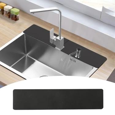 Imagem de Tapete de torneira personalizável para pia de cozinha: 73 cm C x 13 cm (L) Tapete de pia de cozinha de secagem rápida e protetor de balcão de banheiro - Corte para caber com design de torneira de 2 ou