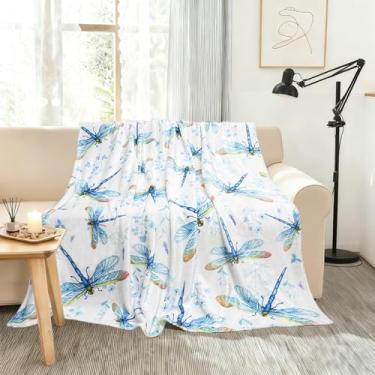 Imagem de Cobertor de flanela libélula 127 x 152 cm - manta macia e aconchegante para sofá/cadeira/cama, decoração de casa libélula, presente para mulheres, amigos da família
