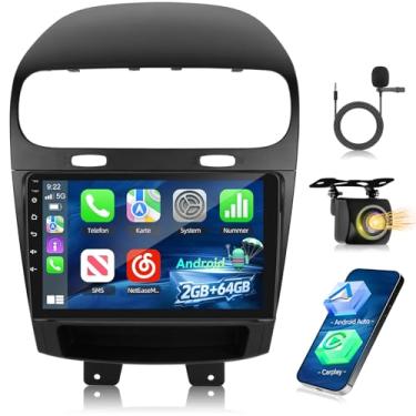 Imagem de Rádio estéreo de carro 4 núcleos 2 + 64 para Dodge Journey 2011-2019, tela sensível ao toque de 9 polegadas Dodge Stereo com Carplay e Android Auto, GPS, WiFi, Bluetooth, SWC, FM/RDS, câmera AHD