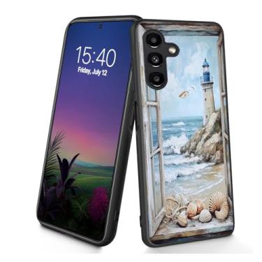 Imagem de Bxgolkgd Projetada para Galaxy A17 5G, capa protetora antiderrapante de silicone TPU macio e fino à prova de choque para Samsung Galaxy A17 5G 2025 de 6,7 polegadas - Cenário de farol à beira-mar