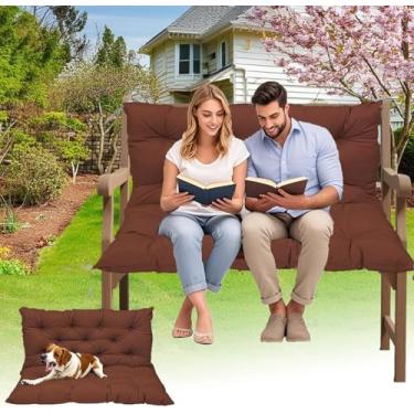 Imagem de Almofadas de balanço à prova d'água para ambientes externos - Capas de assento de pátio resistentes a UV para jardim/deck/varanda, substituição durável para balanços de banco e cadeira (marrom, 119 x