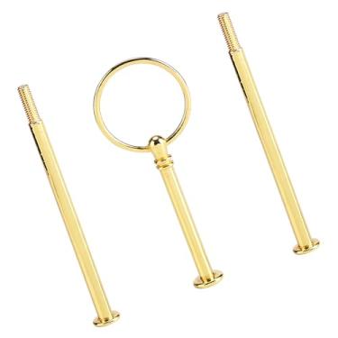 Imagem de Domary Alça de Coroa de 3 Camadas de Liga de Zinco Dourada Resistente para Suporte de Placa de Bolo, Suporta Bolos de Várias Camadas ou Bandejas de Frutas, Funciona (Ouro redondo de três camadas)