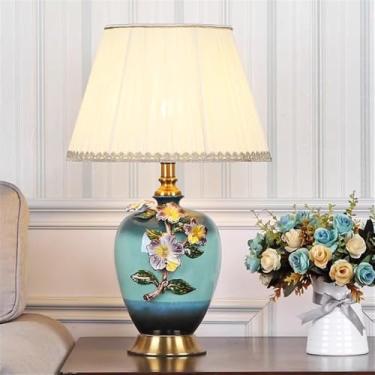 Imagem de Luminária de mesa contemporânea de luxo em cerâmica com LED, estilo retrô americano, perfeita para decoração de sala de estar, quarto, escritório, casa de campo ou hotel (Estilo 6)