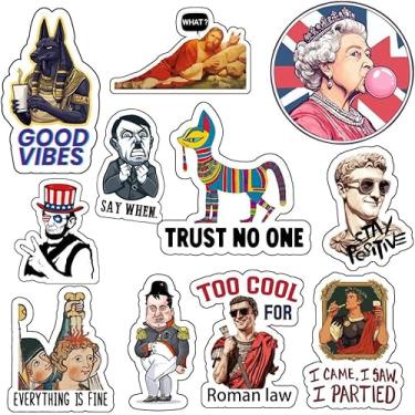 Imagem de Pacote de adesivos de meme histórico - Decalques engraçados para salas de aula, presentes | Vinil impermeável para garrafas de água, laptops, suprimentos para estudantes