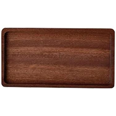 Imagem de Bandeja retangular de madeira para servir chá, bebida, sushi, lanches, prato de frutas, prato de aperitivo, pratos de queijo, café da manhã, bandeja de alimentos