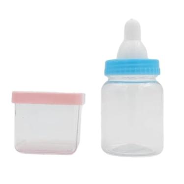 Imagem de Kit Mimo Tema: Chá de Bebê, Fraldas, Festa Revelação Lembrancinha Infantil Decoração de Mesa Doces (12 mamadeira azul 12 cx 4x4 rosa)