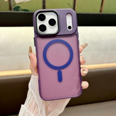 Imagem de SFDSUH Capa transparente para iPhone 16e com carregamento sem fio magnético (para iPhone 16e/roxo escuro)