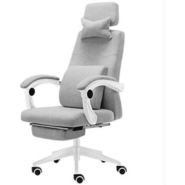 Imagem de ngddf2haa Cadeira de computador doméstico cadeira giratória ajustável cadeira de escritório encosto de braço de elevação cinza