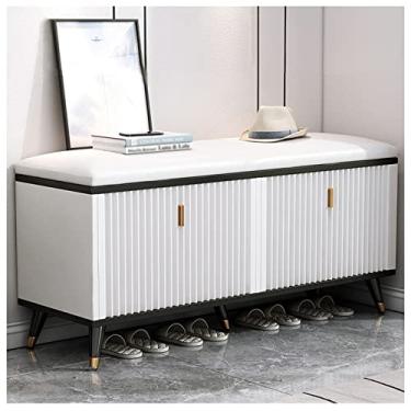 Imagem de Banqueta nórdica para troca de sapatos, entrada doméstica, multifuncional, varanda, armário de vestiário, banco de sapato simples, banco de sofá doméstico banco de troca de sapatos 120 x 24 x 50 cm, B