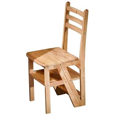 Imagem de Banqueta de madeira, banco de escada, escada dobrável, multifuncional, de madeira, prática, suporte para cadeira de escalada, suporte de flores, proteção ambiental (C) (C)