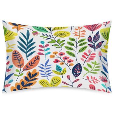 Imagem de Fronha Queen Size de cetim de seda para cabelo e pele, capa de almofada macia, antiderrapante, folhas coloridas, arte com fecho de envelope para dormir, mulheres, homens, crianças, 50 x 76 cm, 1 peça