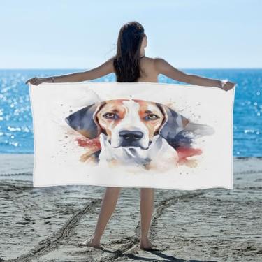 Imagem de hongjinglin Toalha de praia absorvente de secagem rápida animal cão moderno microfibra leve toalha de piscina toalhas de banho macias sem areia para praia, natação, banheiro, chuveiro, acampamento