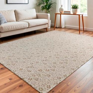 Imagem de Tapete Decorativo Rustico Floral 2,00m x 3,00m Sala e Quarto Antiderrapante (Caramelo)