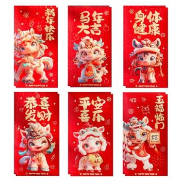 Imagem de Envelopes vermelhos de ano novo chinês, envelopes de dinheiro da sorte com 12 unidades, criatividade, cavalo, anos de sorte, significado de bênção (vermelho 02)
