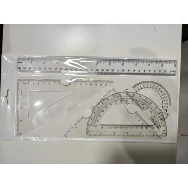 Imagem de Zotemo Conjunto de geometria matemática transparente de 6 peças com réguas de 30 e 15 cm, 2 triângulos, 2 transferidores