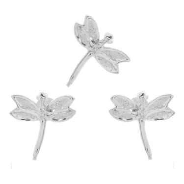Imagem de Conjunto Brinco Pingente Formato Libélula Ouro 18k J24505 - MV Joias