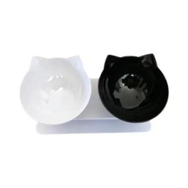 Imagem de Tigela Dupla Antiderrapante Para Gatos E Cães Com Suporte, Alimentador