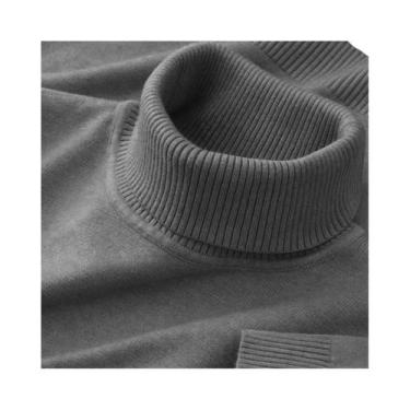 Imagem de Suéter De Tricô Masculino De Gola Alta Para Outono E Inverno, Cor Sóli