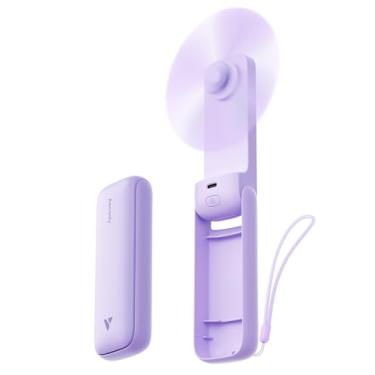 Imagem de Aecooly Ventilador portátil fino, ventilador portátil fino, recarregável por USB, mini pessoal [tempo máximo de resfriamento de 17h], pequeno bolso dobrável alimentado por bateria para viagens, verão