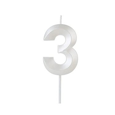 Imagem de VELA DESIGN BRANCO PEROLIZADA NUMERO 3