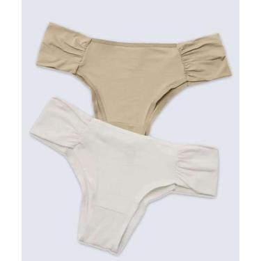 Imagem de Kit 2 Calcinhas Plus Size Biquíni Marisa-63047, Bege, Branco, M