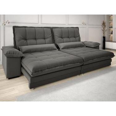 Imagem de Sofa Bergamo 2,50m Assento Retratil e Reclinavel Velosuede Cinza - NET