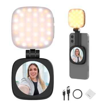 Imagem de NL48B Luz Selfie Magnética Portátil Recarregável, Iluminador LED para Celular, 3 Modos de Cor, Brilho Ajustável, Perfeito para Vídeos, TikTok, Maquiagem, Live Streaming, Conteúdo Digital - Preto