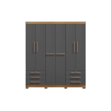 Imagem de Guarda Roupa Casal Bagé 6 Portas e 6 Gavetas Sem Espelho EdeCasaMoveis