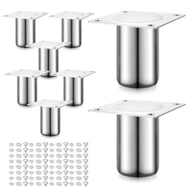 Imagem de Zonon Pacote com 8 soquetes de perna de aço inoxidável de 3-1/20.3 cm para tubos de 3-1/20.3 cm com placa de montagem soldada de 3-1/5.1 cm x 3-1/5.1 cm para mesas de trabalho, grades de varanda