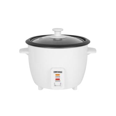 Imagem de Panela de Arroz Elétrica 1,3L, 400W, 220V, Branca, com Tampa de Vidro, Revestimento Antiaderente, Inclui Copo Medidor e Bandeja Vapor