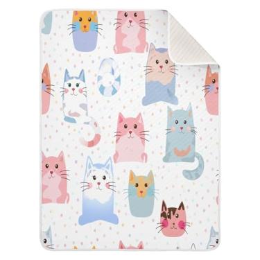 Imagem de Burbuja Cobertor de bebê de gatos com desenho animado para meninos e meninas, cobertor macio e quente para bebês, cobertor infantil de 76 x 101 cm