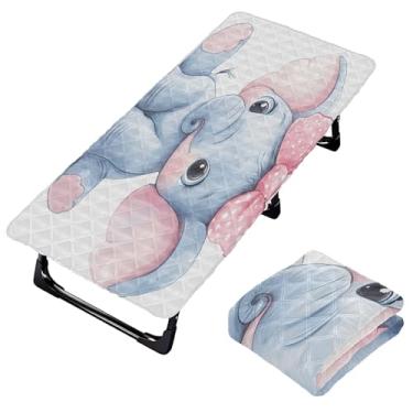 Imagem de Burbuja Lindo lençol de berço de elefante para crianças, lençol de cochilo acolchoado portátil com faixa elástica para meninas e meninos, lavável na máquina, 63,5 x 127 cm