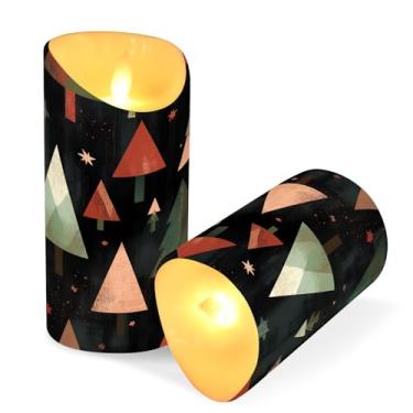 Imagem de Blueangle Pacote com 2 velas de árvore de Natal sem chama com controle remoto e temporizador, velas LED cintilantes (7,6 cm x 9,9 cm) para decoração de casa, casamento, acampamento (155)
