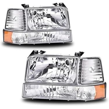 Imagem de Vizotae Faróis para Ford 1992-1997 F150/1992-1998 F250 F350/1992-1996 Ford Bronco substituição de farol de halogêneo, farol alto/baixo com lâmpadas, lado do motorista e do passageiro