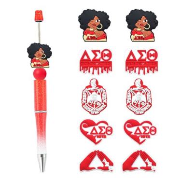 Imagem de Delta Sigma Theta Sorority Contas focais de silicone a granel para chaveiro DIY Canetas Cordão Fazendo Contas de Borracha Kit Suprimentos (Delta)