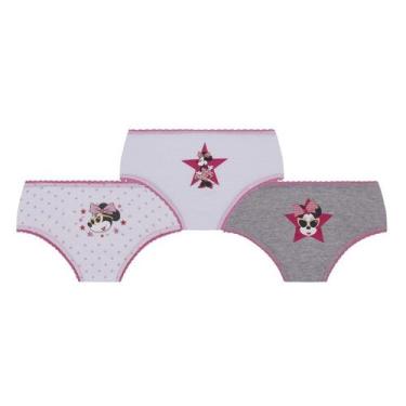 Imagem de Kit 3 Calcinhas Infantil Minnie Lupo 18200-089, Sortido, M