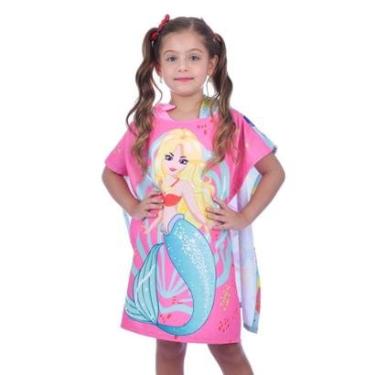 Imagem de Toalha Poncho de Praia Infantil com Capuz Sereia Azul Everly-Feminino