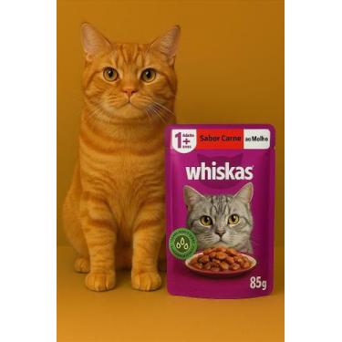 Imagem de Whiskas Sachê Carne ao Molho 85g - Alimento Único para Gatos