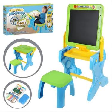 Imagem de Mesinha Lousa De Desenho 2 Em 1 Com Banquinho Giz e Apagador Estimula 