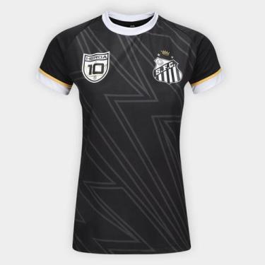 Imagem de Camisa Santos Trothem Feminina, Preto, Branco, M