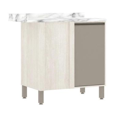 Imagem de Balcão Canto Reto De Cozinha Com Tampo 95 Cm 1 Porta De Abrir 1 Prateleira Linea Luciane Móveis