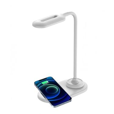 Imagem de Tangxi Lâmpada de Mesa LED Com Carregador Sem Fio, Pescoço Flexível e Controle de Toque, Luz de Leitura Regulável Em 3 Modos de Cores para Home Office, Carregamento Rápido para (Branca)