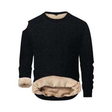 Imagem de Moletom Masculino Slim Fit Com Forro De Sherpa, Manga Longa, Térmico, 