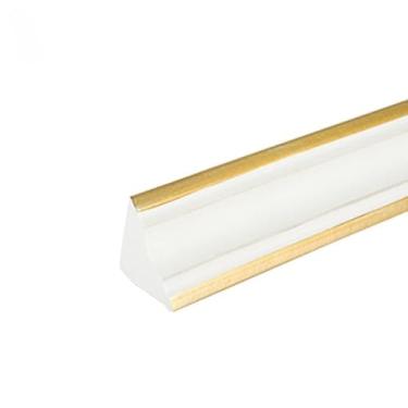 Imagem de Linha de canto autoadesiva flexível de 9,5 m para teto, contorno, linha de cintura, descascar e colar, decoração de acabamento de parede (branco + dourado)