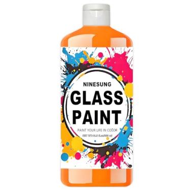 Imagem de ninesung Tinta de vidro laranja, 1 litro jumbo a granel - Tinta acrílica para vitrais, janelas, taças de vinho, cerâmica e garrafas - para artistas e iniciantes (laranja, 34 Fl Oz)