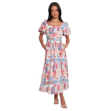 Imagem de Petal & Pup Vestido feminino com mangas bufantes - rosa-azul, Rosa, azul, PP
