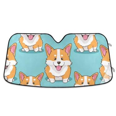 Imagem de Toldo de sol personalizado azul para pára-brisa de carro bonito retrátil dobrável automotivo protetor solar floral S, 134,6 cm x 59,7 cm