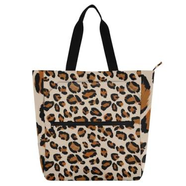 Imagem de Sacola de trabalho bege com estampa de leopardo para mulheres, bolsa escolar, bolsa para professores, amantes de livros, presentes