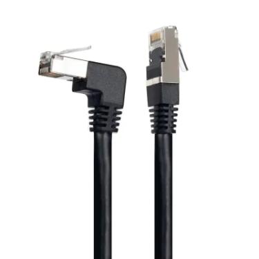 Imagem de Cabo De Rede Cat7 Plug 90° Graus Para Cima Preto - 10 Metros